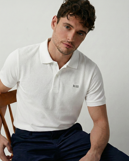 THE 11 11 POLO TEE- PURE WHITE