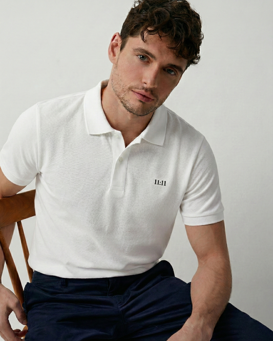 THE 11 11 POLO TEE- PURE WHITE